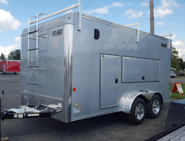 unique enclosed trailer with a toolbox package