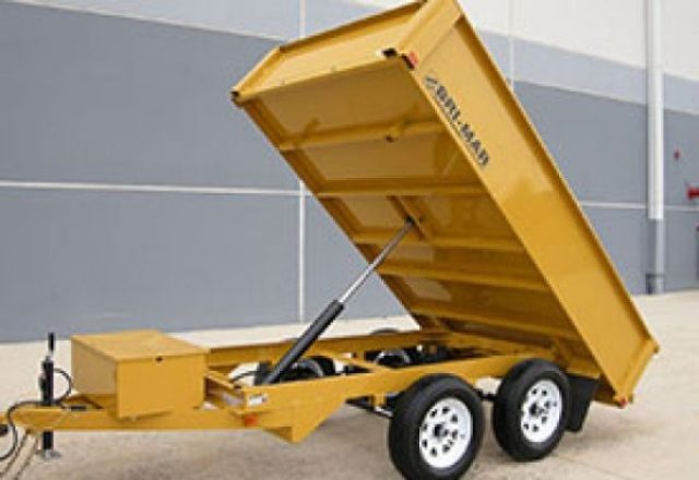 yellow attached small dump trailer from bri mar